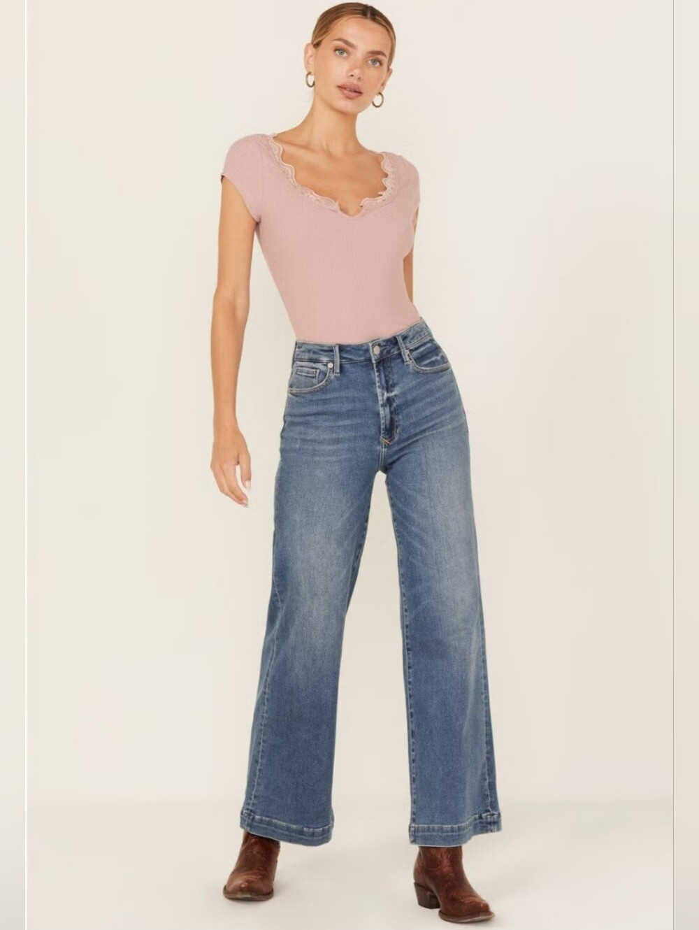 Dear John Fiona High-Rise Wide Leg Flare Jeans 90's Medium Wash Size 27